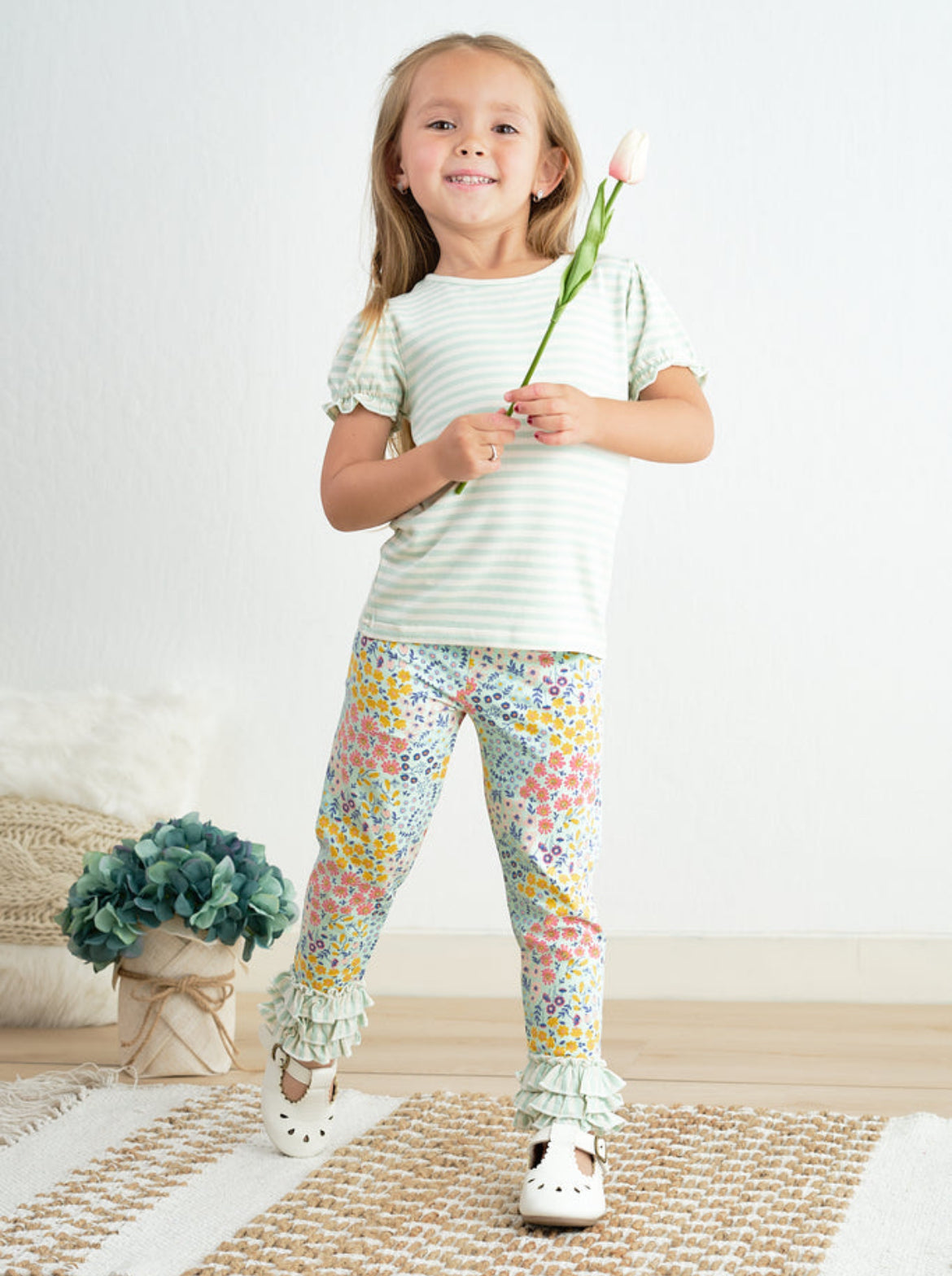 Floral Ruffle Leggings