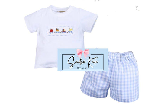 Back to School Wagons Smocked Short Set