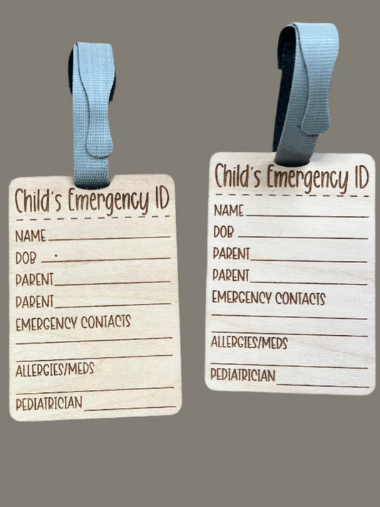 Child's Emergency ID Wooden Velcro Sign