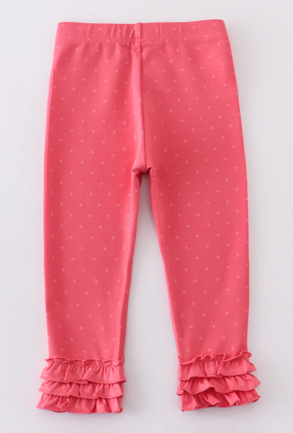 Pink Dot Ruffle Girl Leggings